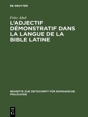 cover image of L' adjectif démonstratif dans la langue de la Bible latine